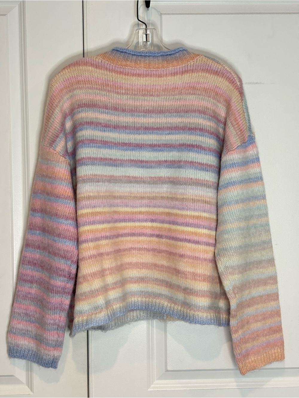 Wishlist Pastel Stripe Crew Button Front Cardigan Sweater S - Picture 5 of 7